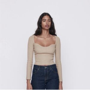 ZARA square neck knit long sleeve